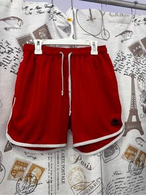 Kappa Red Shorts with White Trim and Black Logo